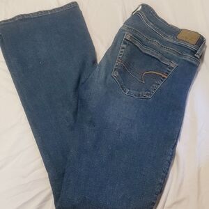 American Eagle Outfitters Dark Blue Straight Leg Kickboot Jeans Z5